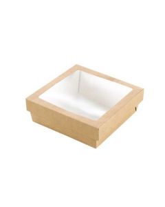 TAKEAWAY 200 ml brun box med fönster 85 x 85 x 40 mm op. 25 st.