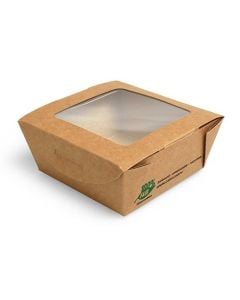 Brun salladsbox 350ml 110x110x45mm PURE biologiskt nedbrytbar, op. 40 st