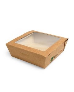 Brun salladsbox 650ml 140x140x45mm PURE biologiskt nedbrytbar, op. 40 st