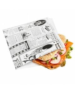 TIMES fehér burger/kebab tasak 16x16,5cm, zsírálló pergamen, 500 darabos csomagban