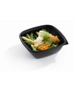 Tál szögletes saláták, ételek, levesek fekete PP SABERT 750ml, csomagonkénti ár 50db