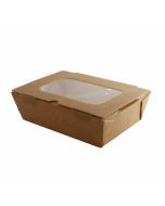 Brun salladsbox 1500ml 185x125x60mm op.136st med fönster