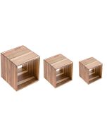 Akácfa - büféállvány CUBO 3 darabos szett:13x13x13"