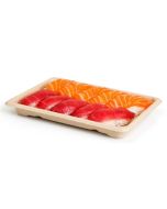 Sushi Box 5 sockerrörsbricka 23,5x15,5x2 op.50st, naturlig, biologiskt nedbrytbar (k/16)