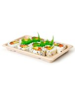 Sushi Box 2 bricka av sockerrör 16,5x11x1,5c op.50st, naturlig, biologiskt nedbrytbar (k/20)