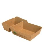 Brun bricka för chips 7x14x3,5cm tvådelad PURE biologiskt nedbrytbar op. 80 st