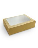 Kraft sandwich box, PLA fönster op.50st, 310x225x82mm, biologiskt nedbrytbar