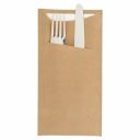 Etui na sztućce kraft z białą serwetką 11,2x22,5cm op. 100 sztuk