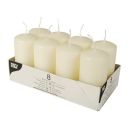 Pillar candles 10 cm cream, diameter 5 cm, 8 pieces