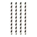 Słomki papierowe śr. 6mm Stripes" długość 20cm czarne paski op. 100 sztuk"