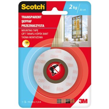 Mounting tape, SCOTCH®, aesthetic, 19mmx1.5m, transparent