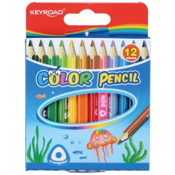 Pencil crayons KEYROAD Mini, triangle , 12pcs, color mix