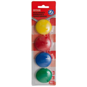 Display Magnets OFFICE PRODUCTS, round, diameter 40mm, 4pcs, blister, assorted colors