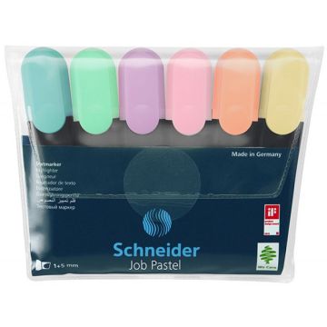 Zestaw zakreślaczy SCHNEIDER Job Pastel,  1-5 mm, 6 szt., mix kolorów