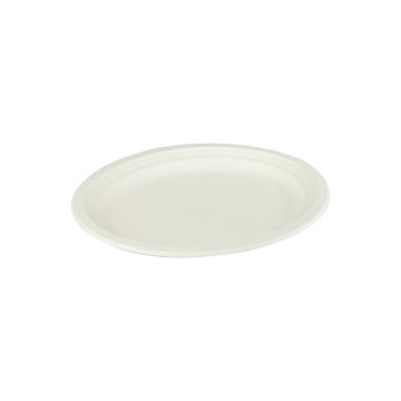 Talerz z trzciny cukrowej owalny 32cm op. 50szt. biały 32x25x2,4cm (k/10)
