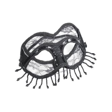 Carnival mask BLACK with fringes, price per 1 item