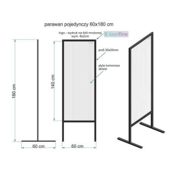 Protective screen polycarbonate single 60x180 cm