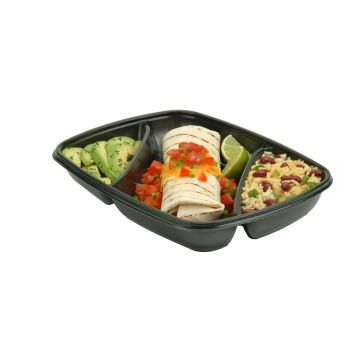 FastPac rectangular container three chambers 75ml black 28x20x4cm, 50 pieces