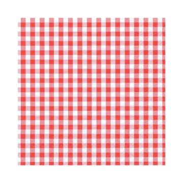 Napkins 33x33 VICHY red grid, 1/4, pack of 30 pcs.