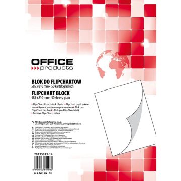 Flipchart Pad OFFICE PRODUCTS, plain, 58, 5x81cm, 50 sheets, white