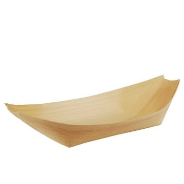 FINGERFOOD - wooden bowl 19xh.10cm boat", 50 pieces"