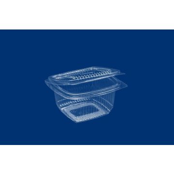 Square container with hinged lid K HL375 PET, capacity 375ml, price per pack 100pcs