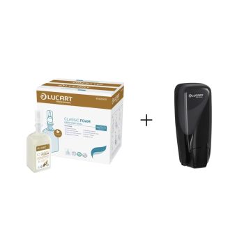 Mydło w piance 6x1000ml Classic LUCART zestaw z dozownikiem czarnym gratis