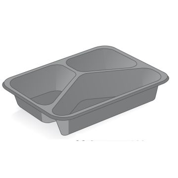 Lunch container for welding D-9410, 3-chamber, black, 227x178x33, price per 40 pieces