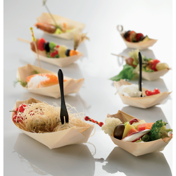 FINGERFOOD - mini BOATS 15x7,5x2cm, wooden bowl, 50 pieces