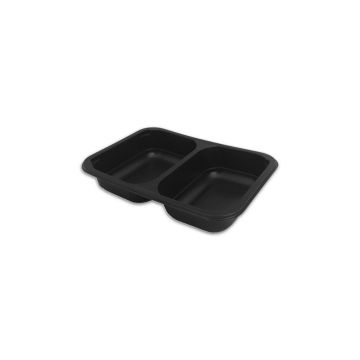 Lunch container for welding PP black - small 187x137x36mm 2x250ml, 640 pieces