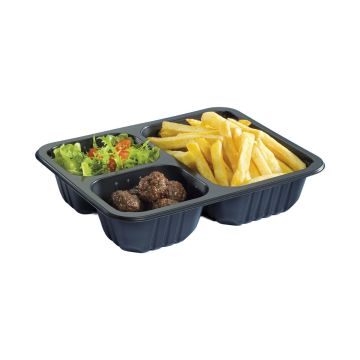 Lunch container for welding D-9430R, 3-chamber, black, 227x178x50, price per 80 pieces