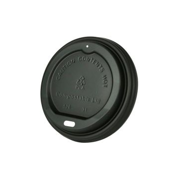 90mm C-PLA cup lid black op.50pcs biodegradable (k/20)