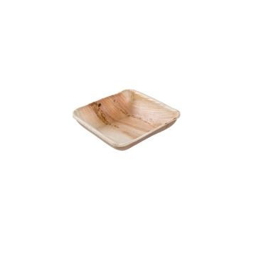 Palm leaf plate 100ml square 80x80x20mm pkg 25pcs