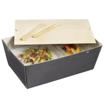 Lunch Box Bourriche Case szary łupek podstawa kartonowa, 290x185x105mm, op.50szt., biodegradowalne (k/50)