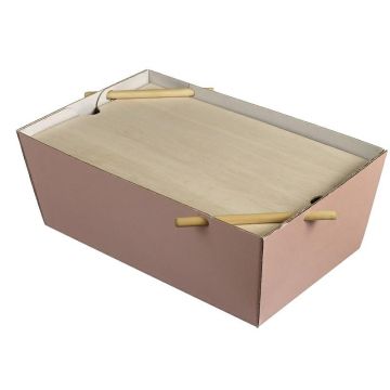 Lunch Box Bourriche Case różowy cukier podstawa kartonowa, 290x185x105mm, op.50szt., biodegradowalne (k/50)
