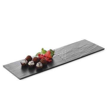 Rectangular melamine serving plate 530x325 - slate imitation - code 561362