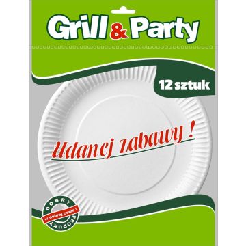 GRILL & PARTY - talerze papierowe 23cm op. 12 sztuk