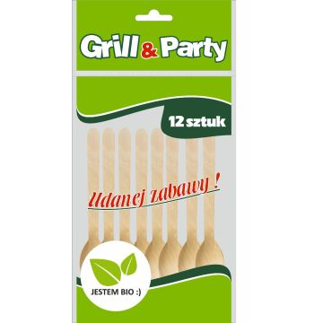 GRILL & PARTY BIO łyżeczki drewniane op.12szt (k/100)