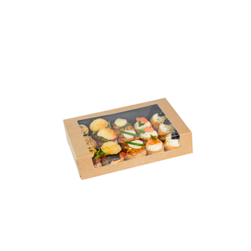 SUSHI box 20x12x4,5cm op.50szt. kraft/czarny