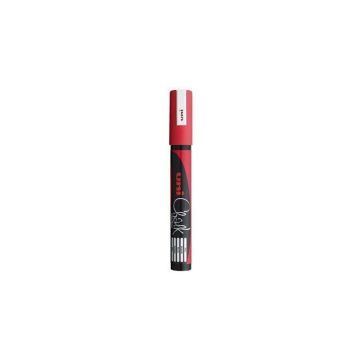 UNI CHALK chalk marker PWE-5M red round tip - writing line thickness: 1,8 - 2,5 mm (c/6)
