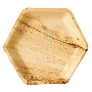 PURE Palm leaf hexagonal plate 23.5x23.5xh.3cm pkg. 25 pcs.