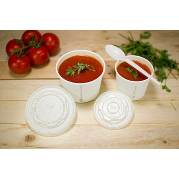 Lid C-PLA flat 90mm white VEGWARE biodegradable, 50 pieces