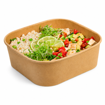 KRAFT Square Bowl, 1250 ml, 65 mm high, pack of 50 (6 per case)