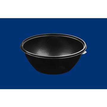 Salad container, black PET 1000ml dia 180mm, 50 pieces