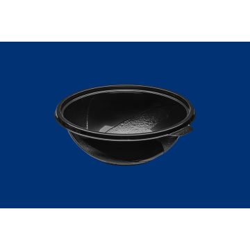 Salad container, black PET 750ml dia 180mm, 50 pcs