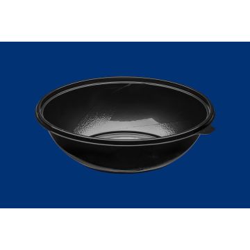 Salad container, black PET 1500ml dia 230mm, 50 pieces