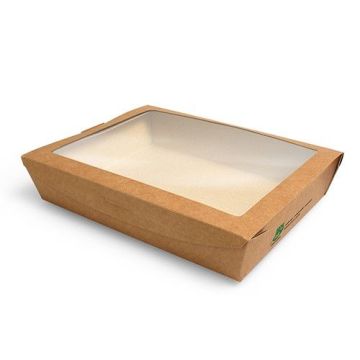 Brown salad box 1000ml 200x155x45mm PURE biodegradable, 40 pieces