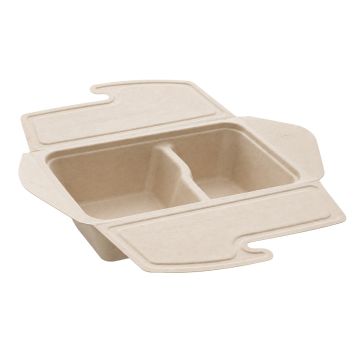 BePulp Meal Box z trzciny To Go 800ml dwudzielny op.75szt. (k/2) 21x15x6cm, Sabert
