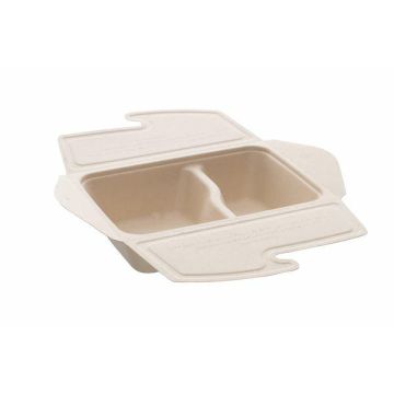 BePulp Meal Box To Go 800ml two-chamber, 75pcs (k/2) 21x15x6cm, Sabert