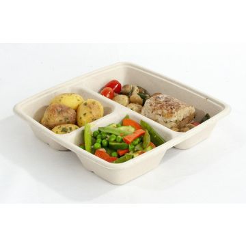 BePulp SQ23 square container 900ml op.75szt. tripartite (k/4) 23x23x4cm, Sabert